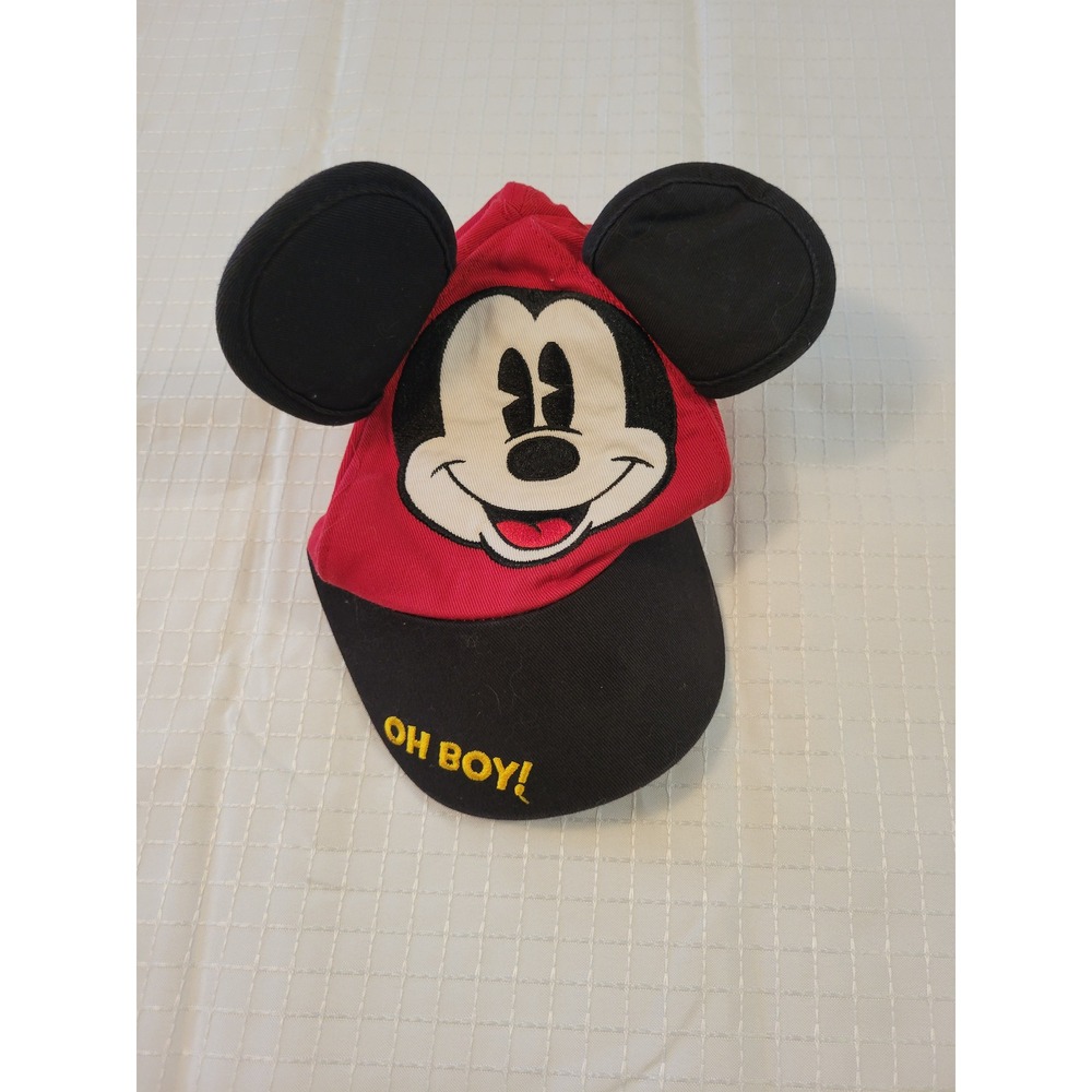 Disney Parks Mickey Mouse Toddler‎ Snapback Hat Red Black 3D Ears Oh Boy 51-53cm